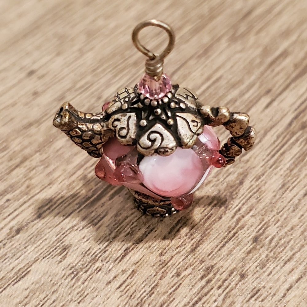 Pink and gold hearts tea kettle